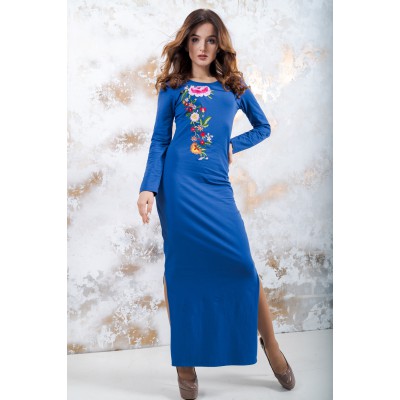 Embroidered maxi dress "Spring" Electric